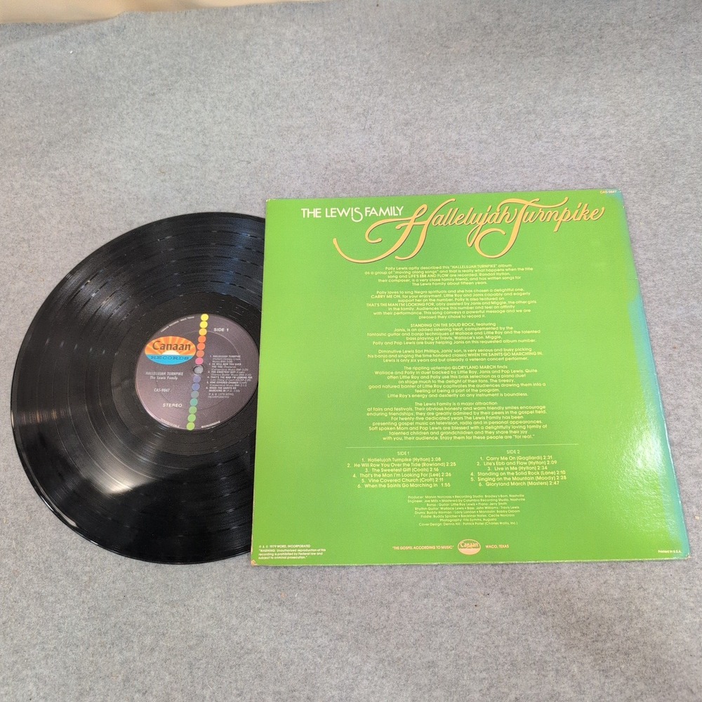 The Lewis Family Hallelujah Turnpike Vinyl LP Canaan CAS-9847 Gospel Bluegrass - Picture 2 of 2